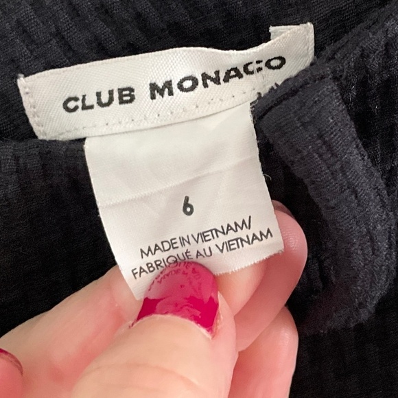 Club Monaco Women Ankle Pants Waffle Cotton Black Tailored Straight leg Sz 6 - Picture 5 of 12